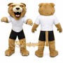 Brown Cougar Mascot Costume with Custom Logo