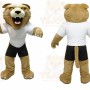 Brown Cougar Mascot Costume with Custom Logo