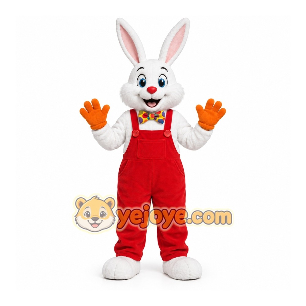 Red Rabbit Mascot Costume with Custom Logo Red Rabbit Mascot Costume with Custom Logo