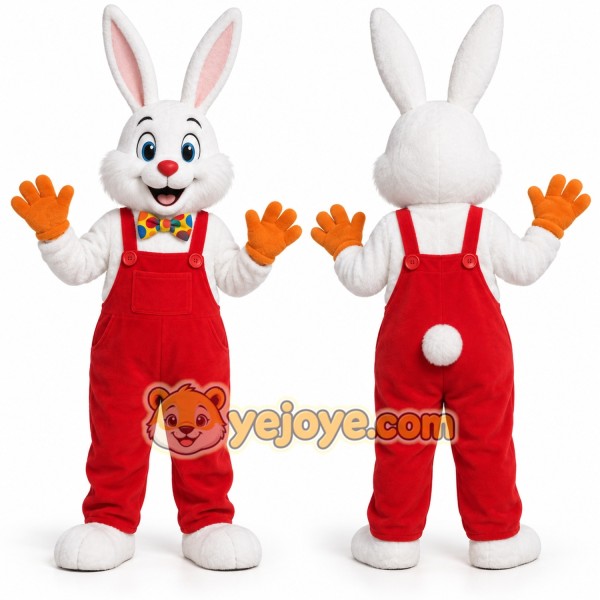 Red Rabbit Mascot Costume with Custom Logo