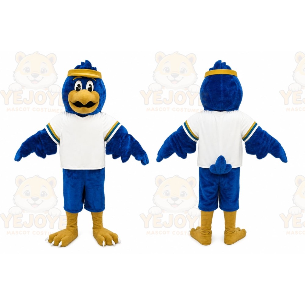 Blue Bird Mascot Costume with Custom Logo