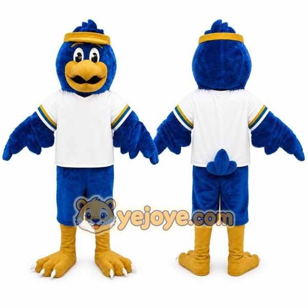 Blue Bird Mascot Costume with Custom Logo
