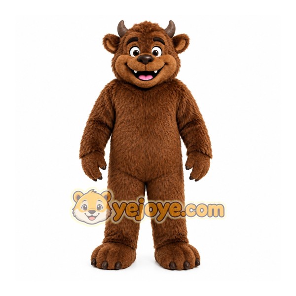 Brown Bear Mascot Costume with Custom Logo