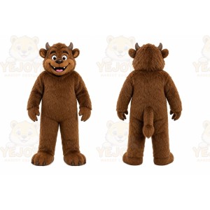 Brown Bear Mascot Costume with Custom Logo
