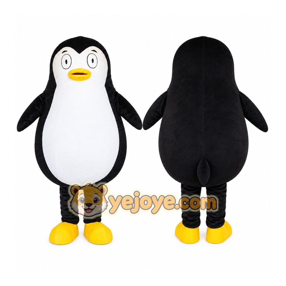 Black Penguin Mascot Costume with Custom Logo Black Penguin Mascot Costume with Custom Logo