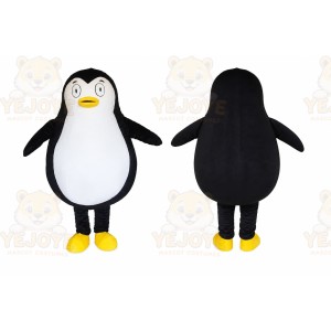 Black Penguin Mascot Costume with Custom Logo