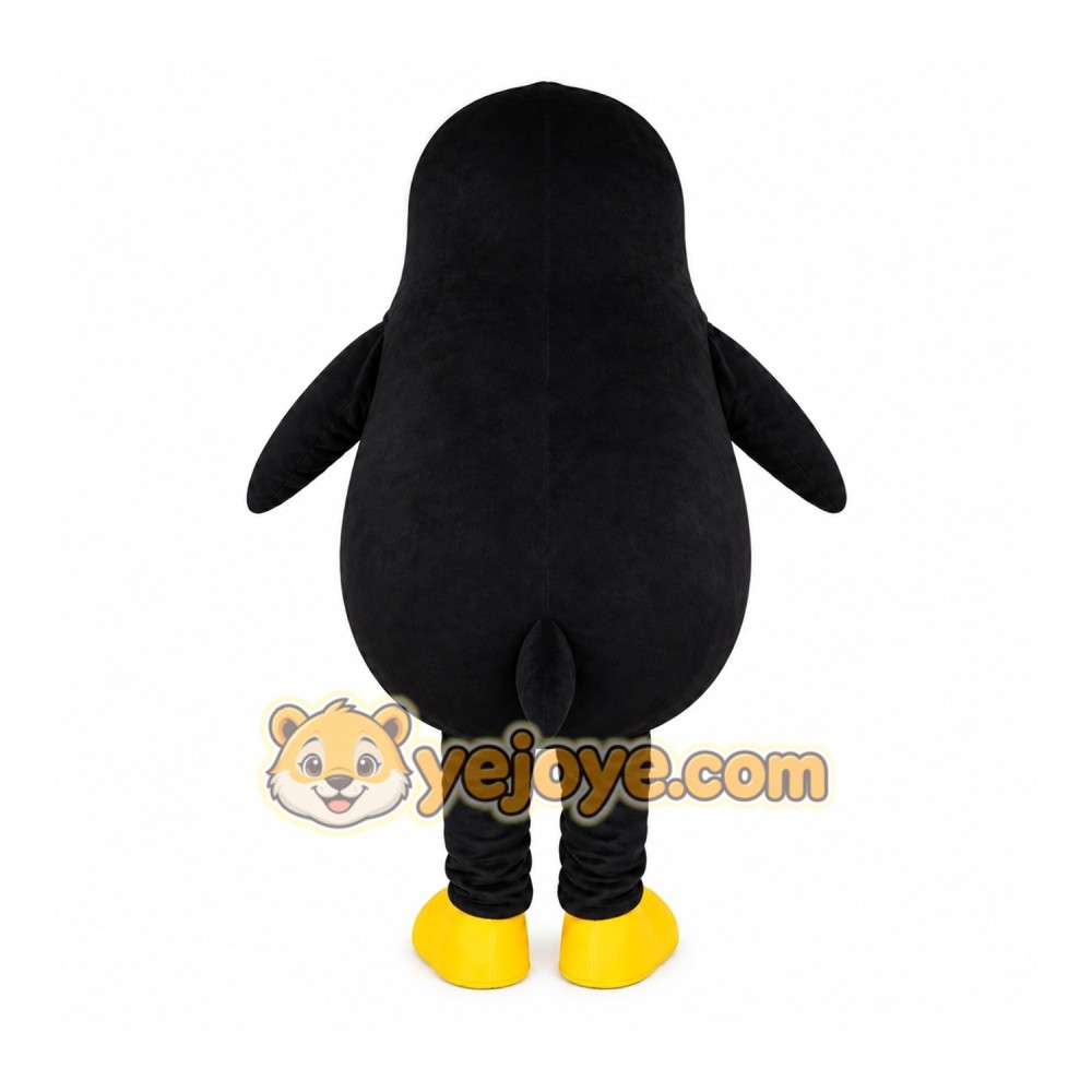Black Penguin Mascot Costume with Custom Logo Black Penguin Mascot Costume with Custom Logo