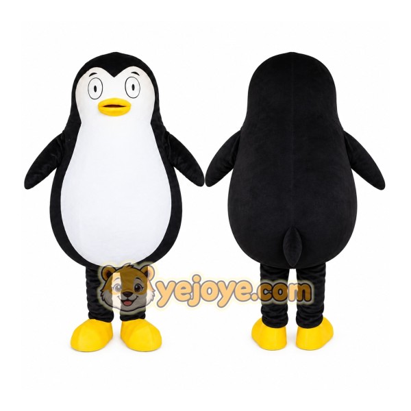 Black Penguin Mascot Costume with Custom Logo