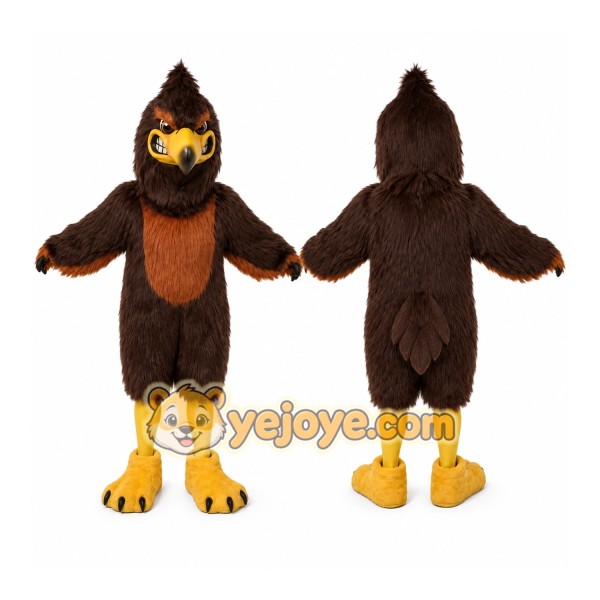 Brown Eagle Mascot Costume with Custom Logo