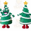 Green Christmas Tree Mascot Costume with Custom Logo