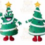 Green Christmas Tree Mascot Costume with Custom Logo