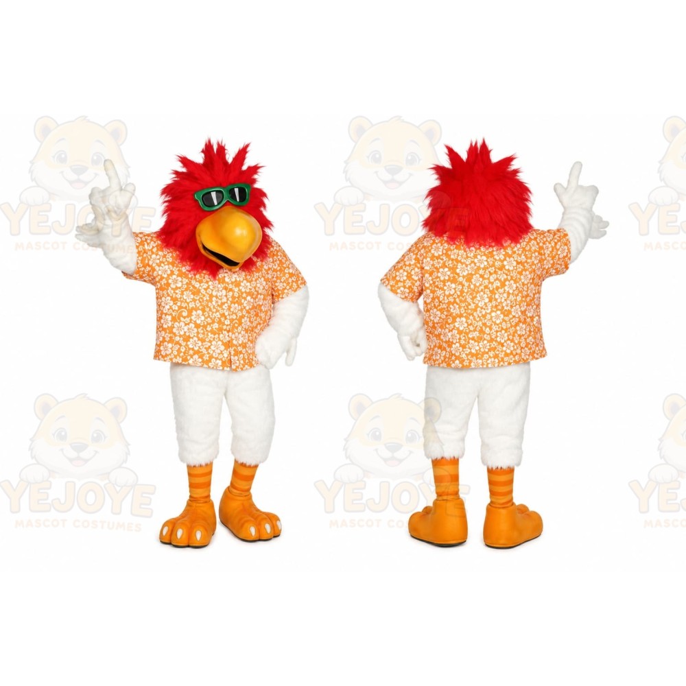 White Bird Mascot Costume with Custom Logo