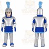 Silver Roman Warrior Mascot Costume with Custom Logo