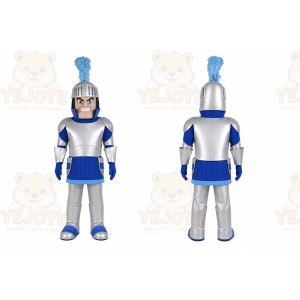 Silver Roman Warrior Mascot Costume with Custom Logo