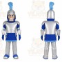 Silver Roman Warrior Mascot Costume with Custom Logo