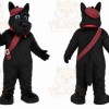 Black Dog Mascot Costume with Custom Logo