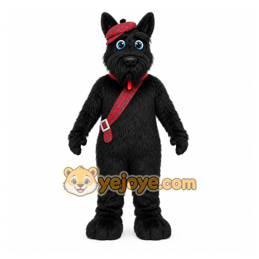 Black Dog Mascot Costume with Custom Logo Black Dog Mascot Costume with Custom Logo