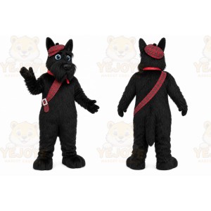 Black Dog Mascot Costume with Custom Logo