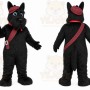 Black Dog Mascot Costume with Custom Logo