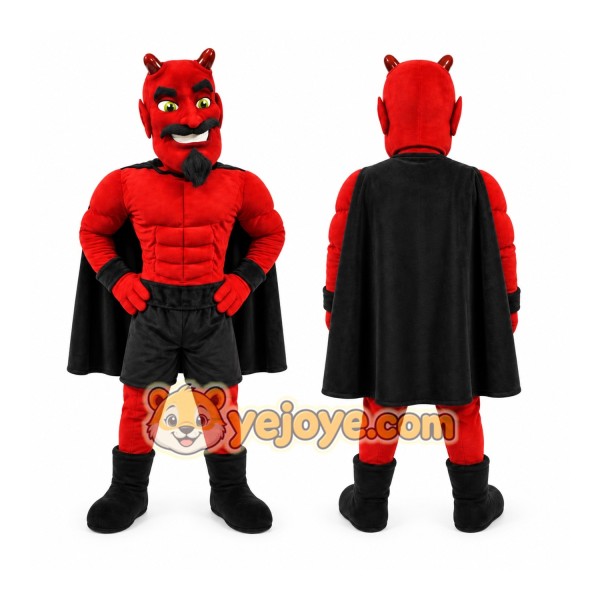 Red Devil Mascot Costume with Custom Logo