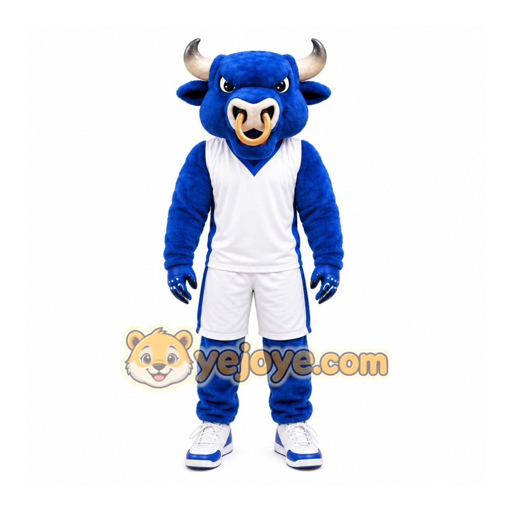 Blue Bull Mascot Costume with Custom Logo Blue Bull Mascot Costume with Custom Logo