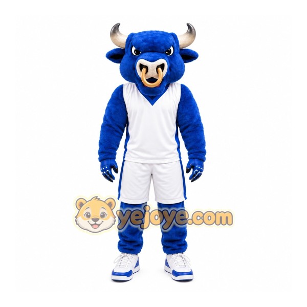 Blue Bull Mascot Costume with Custom Logo Blue Bull Mascot Costume with Custom Logo