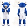 Blue Bull Mascot Costume with Custom Logo