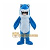 Blue Shark Mascot Costume with Custom Logo