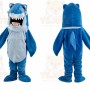 Blue Shark Mascot Costume with Custom Logo