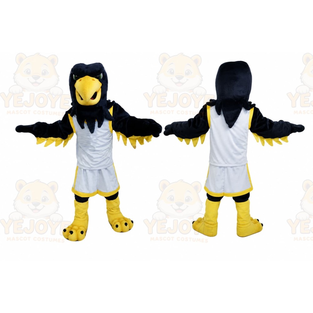 Black Bird Mascot Costume with Custom Logo
