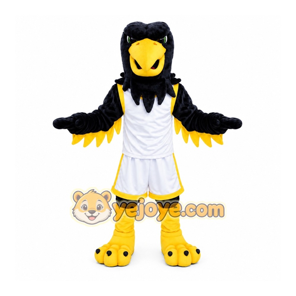 Black Bird Mascot Costume with Custom Logo