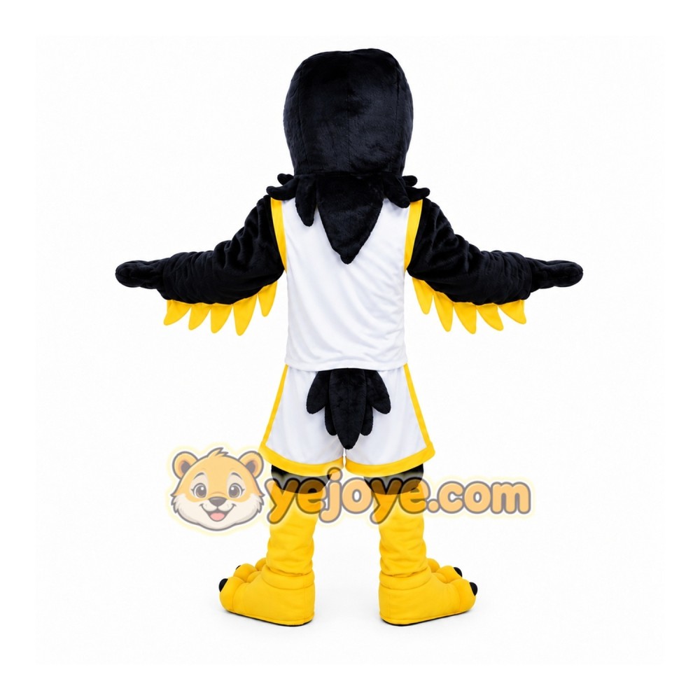 Black Bird Mascot Costume with Custom Logo