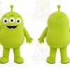 Green Alien Mascot Costume with Custom Logo