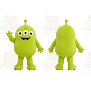Green Alien Mascot Costume with Custom Logo