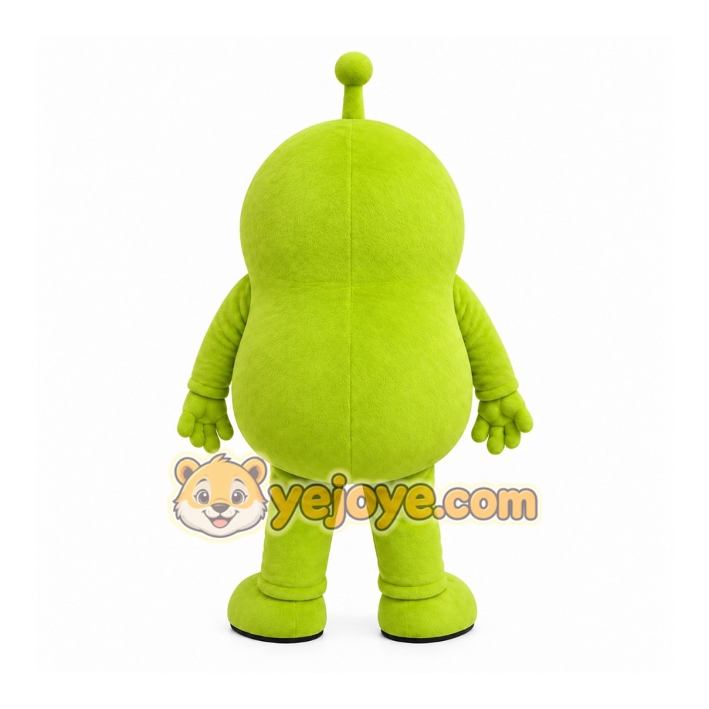 Green Alien Mascot Costume with Custom Logo