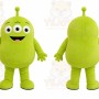 Green Alien Mascot Costume with Custom Logo