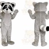 Gray Raccoon Mascot Costume with Custom Logo