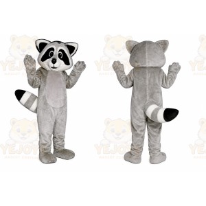 Gray Raccoon Mascot Costume with Custom Logo