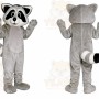 Gray Raccoon Mascot Costume with Custom Logo