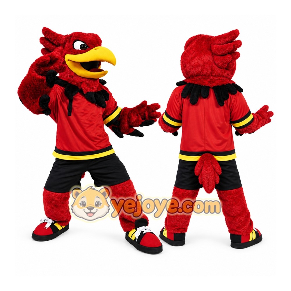 Red Bird Mascot Costume with Custom Logo