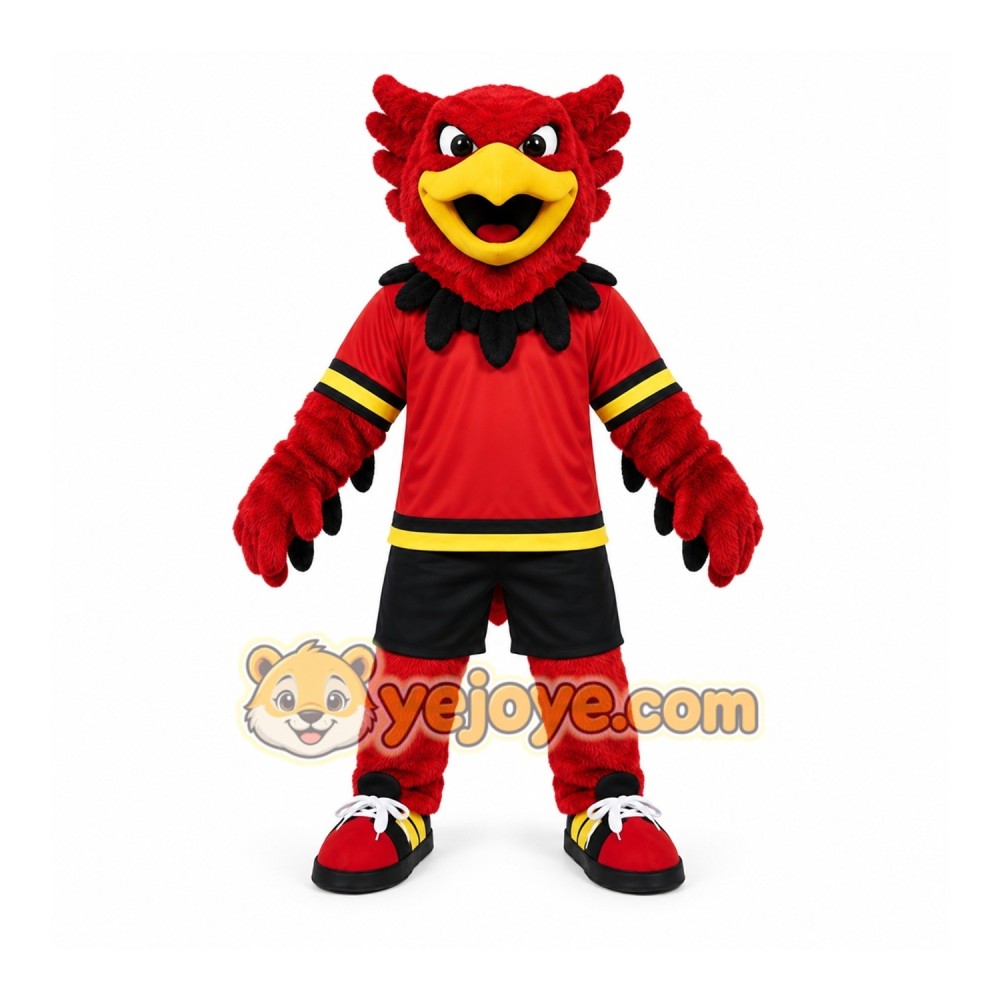 Red Bird Mascot Costume with Custom Logo