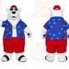 White Bear Mascot Costume with Custom Logo