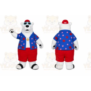 White Bear Mascot Costume with Custom Logo