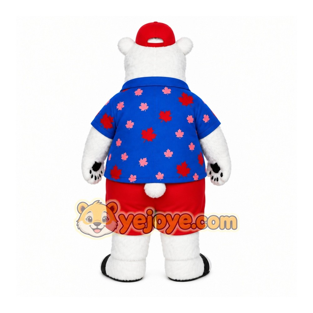 White Bear Mascot Costume with Custom Logo White Bear Mascot Costume with Custom Logo