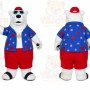 White Bear Mascot Costume with Custom Logo
