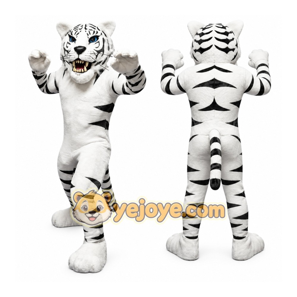 White Tiger Mascot Costume with Custom Logo White Tiger Mascot Costume with Custom Logo