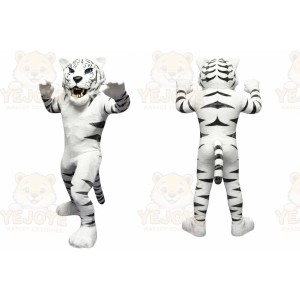 White Tiger Mascot Costume with Custom Logo