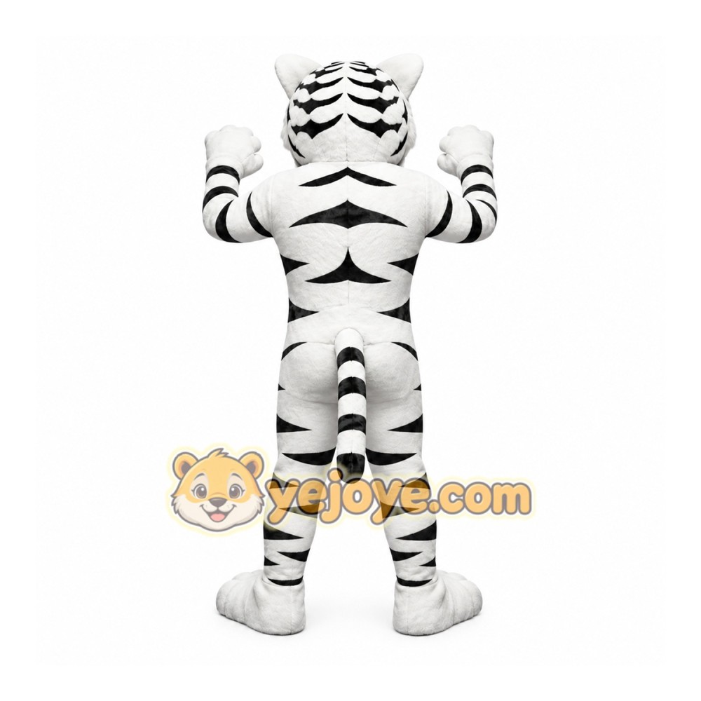 White Tiger Mascot Costume with Custom Logo White Tiger Mascot Costume with Custom Logo