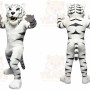 White Tiger Mascot Costume with Custom Logo