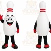 White Bowling Pin Mascot Costume with Custom Logo